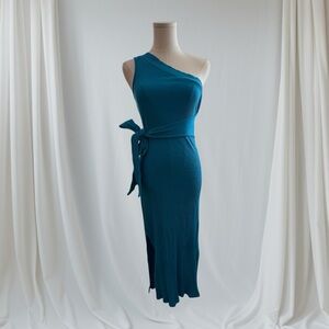 Line & Dot Blue One-Shoulder Dress Assymetrical Dress